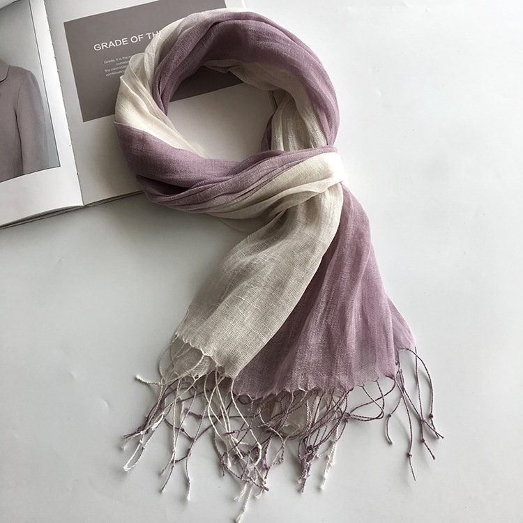 100% Linen Gradient Woman Spring Scarf Echarpe Muslim Hijab Foulard Shawls Tie Dye Scarves Women/Men Sjaal Scarfs for Ladies