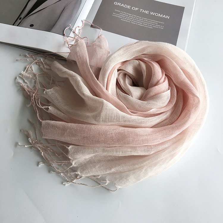 100% Linen Gradient Woman Spring Scarf Echarpe Muslim Hijab Foulard Shawls Tie Dye Scarves Women/Men Sjaal Scarfs for Ladies