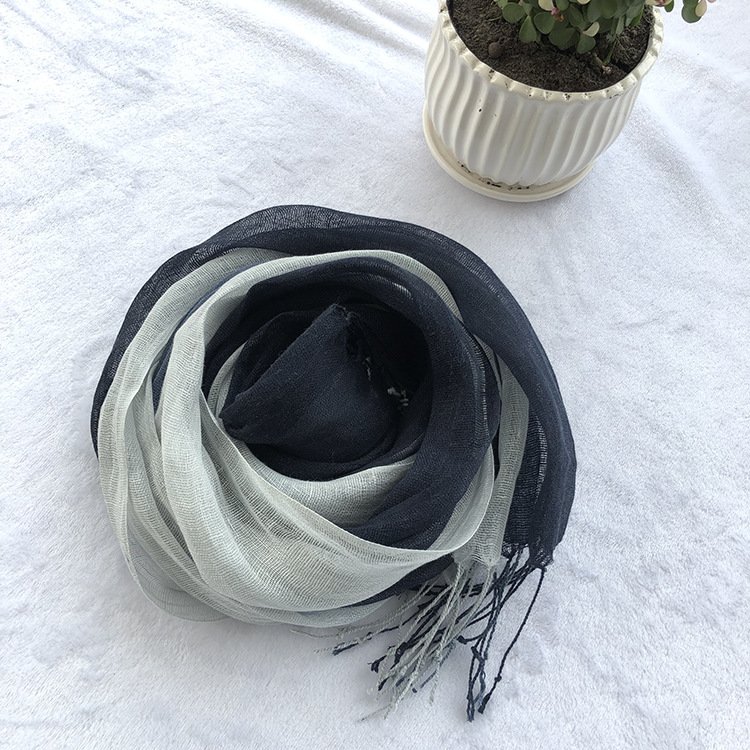 100% Linen Gradient Woman Spring Scarf Echarpe Muslim Hijab Foulard Shawls Tie Dye Scarves Women/Men Sjaal Scarfs for Ladies