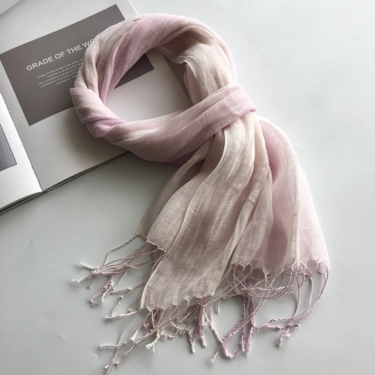 100% Linen Gradient Woman Spring Scarf Echarpe Muslim Hijab Foulard Shawls Tie Dye Scarves Women/Men Sjaal Scarfs for Ladies