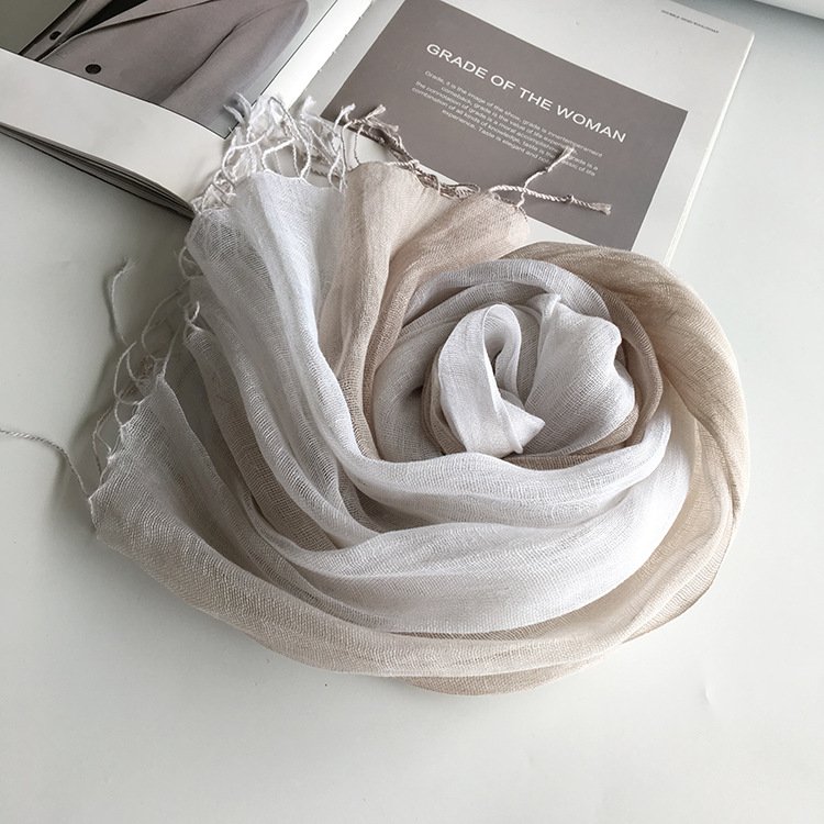100% Linen Gradient Woman Spring Scarf Echarpe Muslim Hijab Foulard Shawls Tie Dye Scarves Women/Men Sjaal Scarfs for Ladies