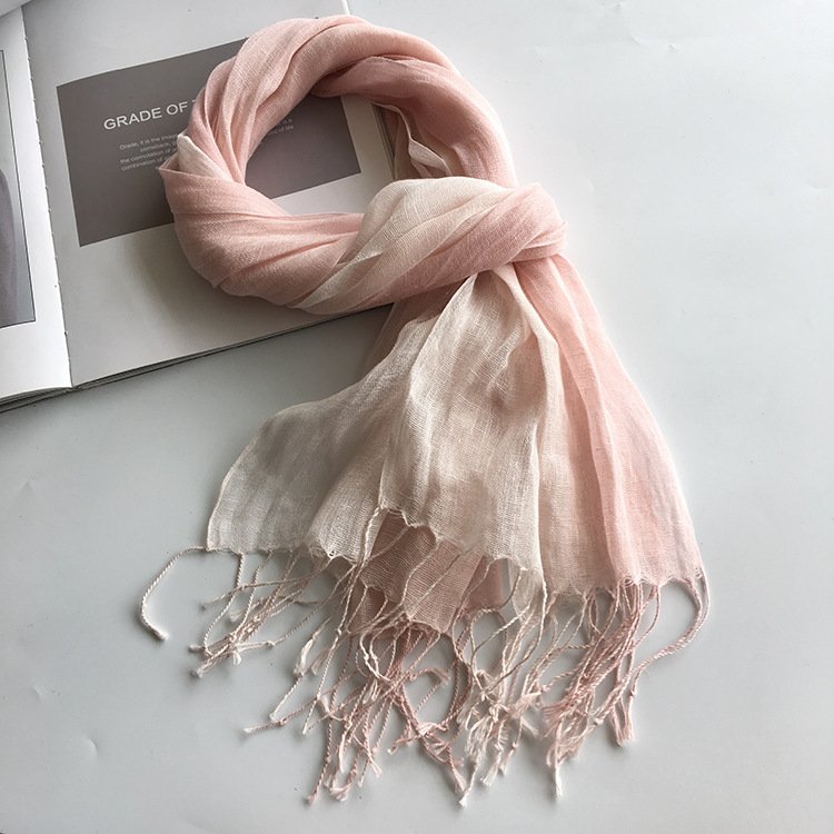 100% Linen Gradient Woman Spring Scarf Echarpe Muslim Hijab Foulard Shawls Tie Dye Scarves Women/Men Sjaal Scarfs for Ladies