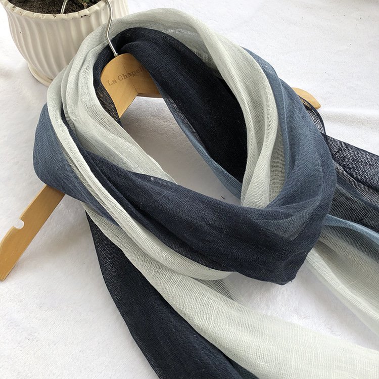100% Linen Gradient Woman Spring Scarf Echarpe Muslim Hijab Foulard Shawls Tie Dye Scarves Women/Men Sjaal Scarfs for Ladies