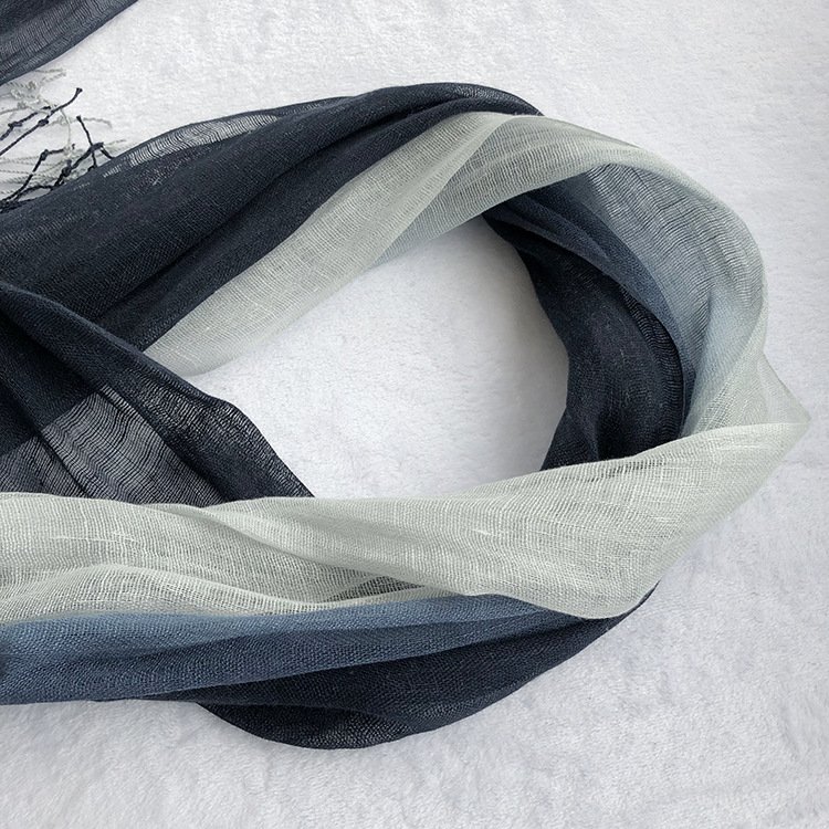 100% Linen Gradient Woman Spring Scarf Echarpe Muslim Hijab Foulard Shawls Tie Dye Scarves Women/Men Sjaal Scarfs for Ladies
