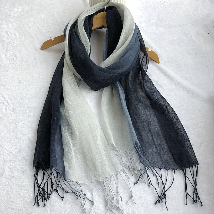 100% Linen Gradient Woman Spring Scarf Echarpe Muslim Hijab Foulard Shawls Tie Dye Scarves Women/Men Sjaal Scarfs for Ladies