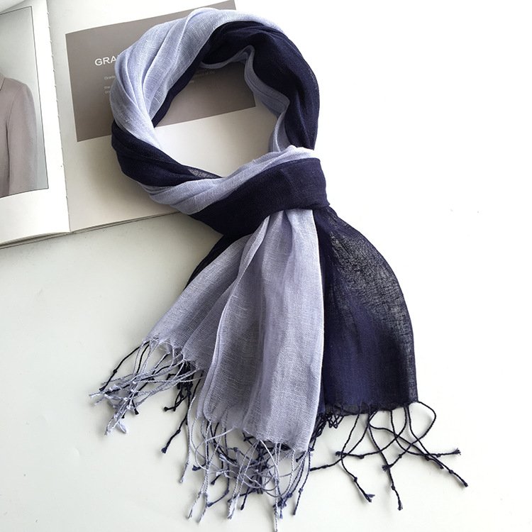 100% Linen Gradient Woman Spring Scarf Echarpe Muslim Hijab Foulard Shawls Tie Dye Scarves Women/Men Sjaal Scarfs for Ladies