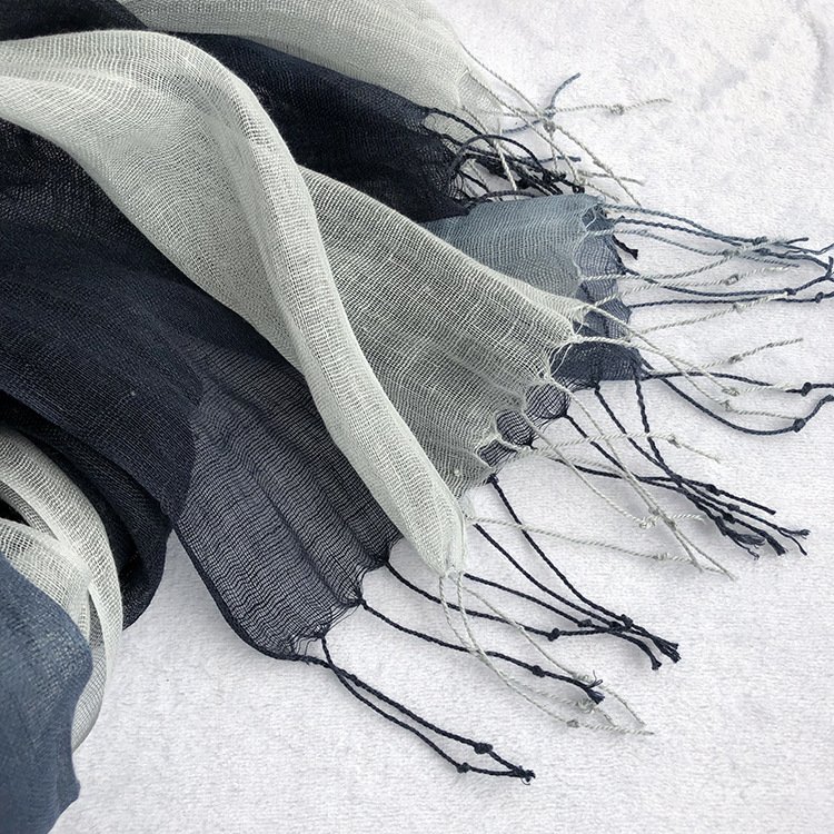 100% Linen Gradient Woman Spring Scarf Echarpe Muslim Hijab Foulard Shawls Tie Dye Scarves Women/Men Sjaal Scarfs for Ladies
