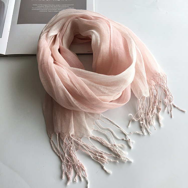 100% Linen Gradient Woman Spring Scarf Echarpe Muslim Hijab Foulard Shawls Tie Dye Scarves Women/Men Sjaal Scarfs for Ladies