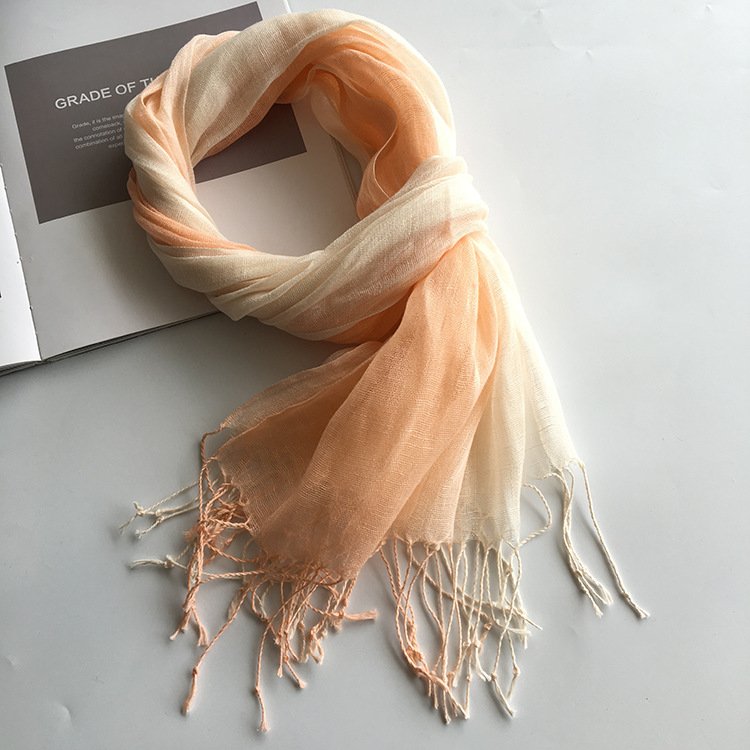 100% Linen Gradient Woman Spring Scarf Echarpe Muslim Hijab Foulard Shawls Tie Dye Scarves Women/Men Sjaal Scarfs for Ladies