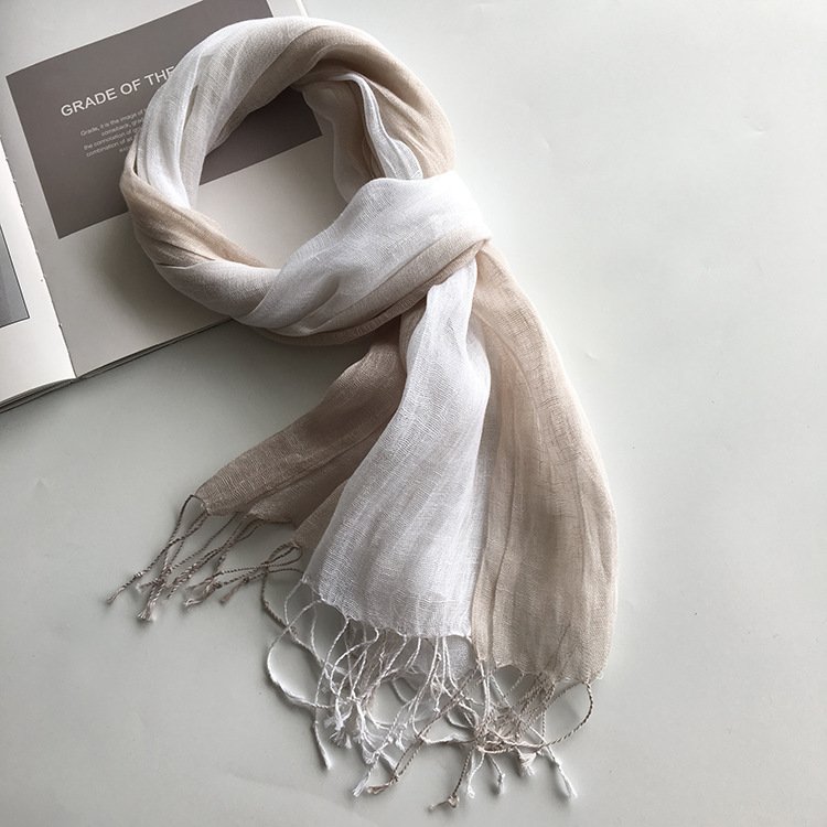 100% Linen Gradient Woman Spring Scarf Echarpe Muslim Hijab Foulard Shawls Tie Dye Scarves Women/Men Sjaal Scarfs for Ladies