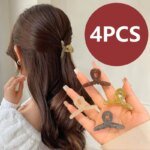 4PCS Hair Clip Small Hairpins for Woman 4.5CM Mini Transparent Jelly Grab Clip Hair Crab Ponytail Braid Claw Hair Accessories