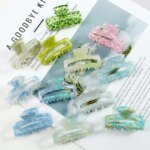 Mini Women's Hair Clips Colorful Geometric Hollow Crab Claw Clip Acetate Leopard Print Fashion Girls Hairpin Hair Accessories