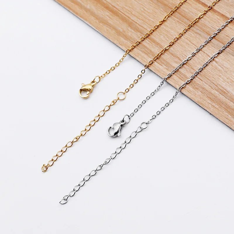 10pcs 40+5cm Gold Color Stainless Steel Link Chains in Bulk Necklaces Fashion Jewelry Adjustable Chains Wholesale Chokers DIY
