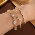 Classic Adjustable Water Drop Zircon Bracelet Bangles For Women In Silver Gold Aesthetic Wedding Jewelry For Bride