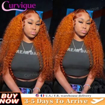 Ginger Deep Curly 13x6 Hd Lace Frontal Wig Colored Human Hair Wig Brazilian Orange Ginger Water Wave Lace Front Wigs For Woman
