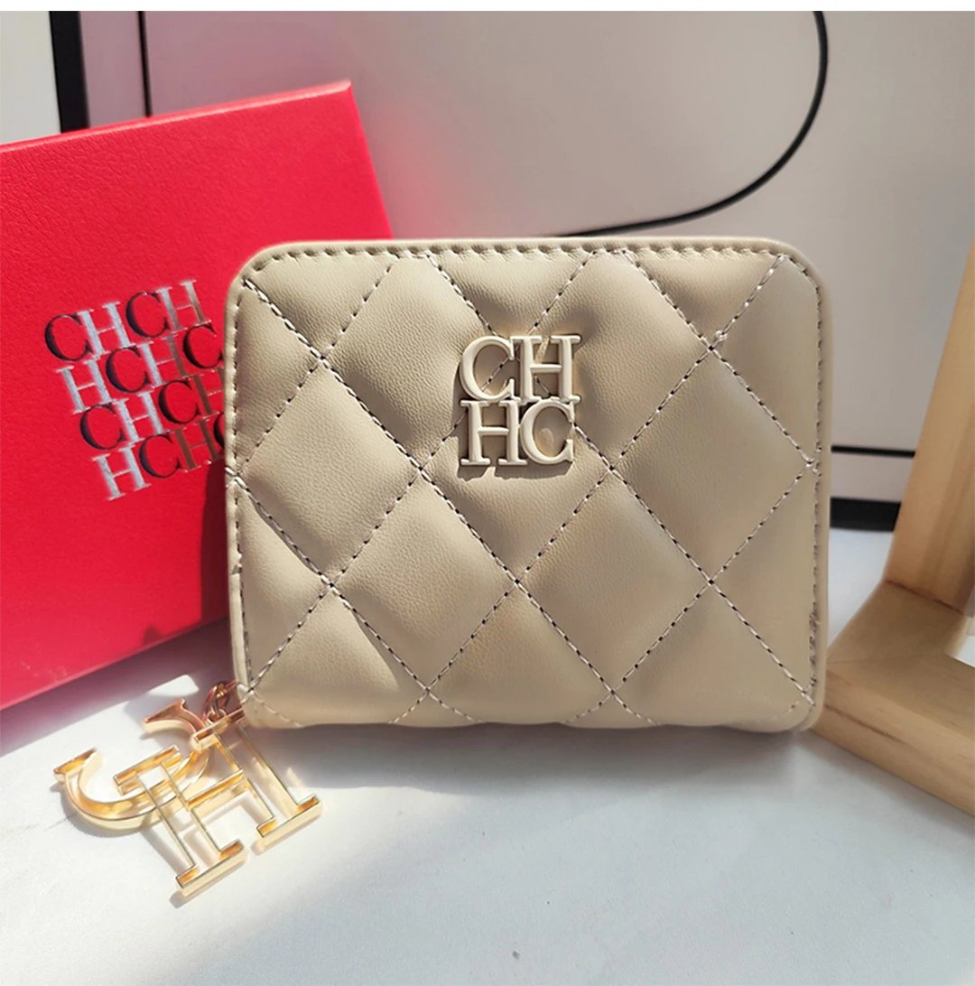 CH Exquisite Brand Logo Women's Wallet New Exquisite Luxury Short Style Solid Color Coin Women's Wallet High Quality PU Material