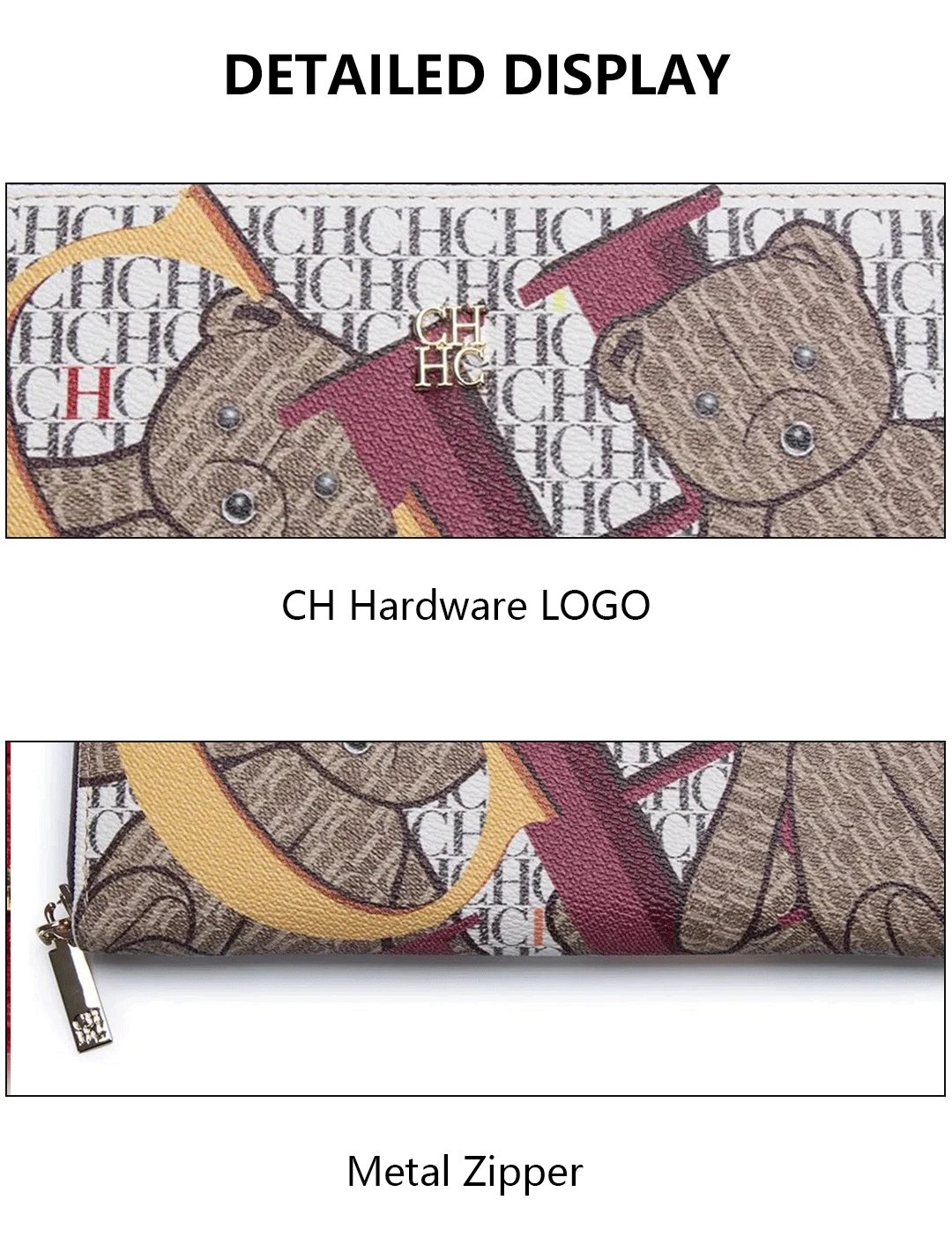 CH High Quality Luxury Women's Wallet Classic Retro Folding Print Design Fashionable Premium Zero Wallet