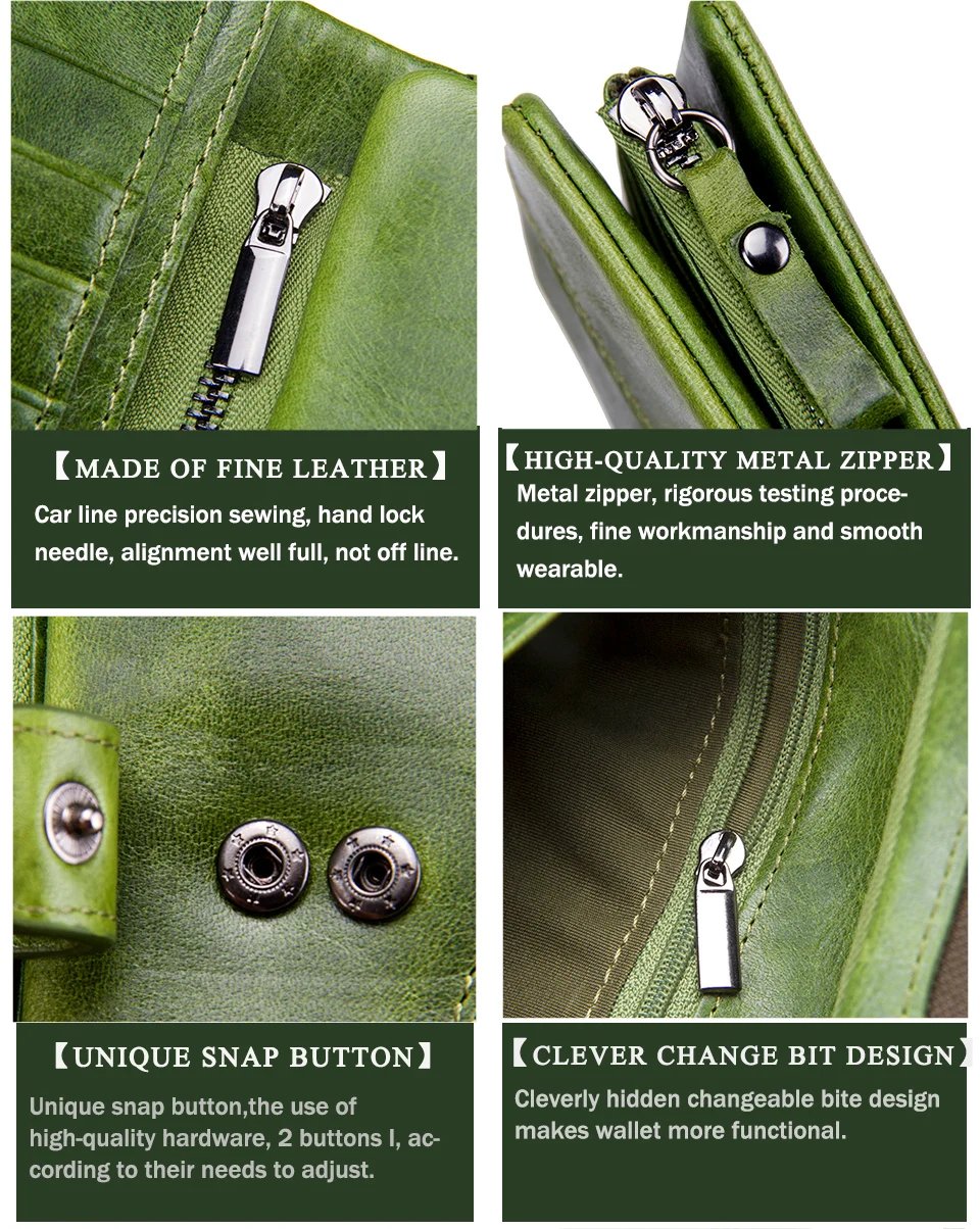 Contact's New Genuine Leather Wallet Fashion Coin Purse For Ladies Women Long Clutch Wallets With Cell Phone Bag Card Holder Men