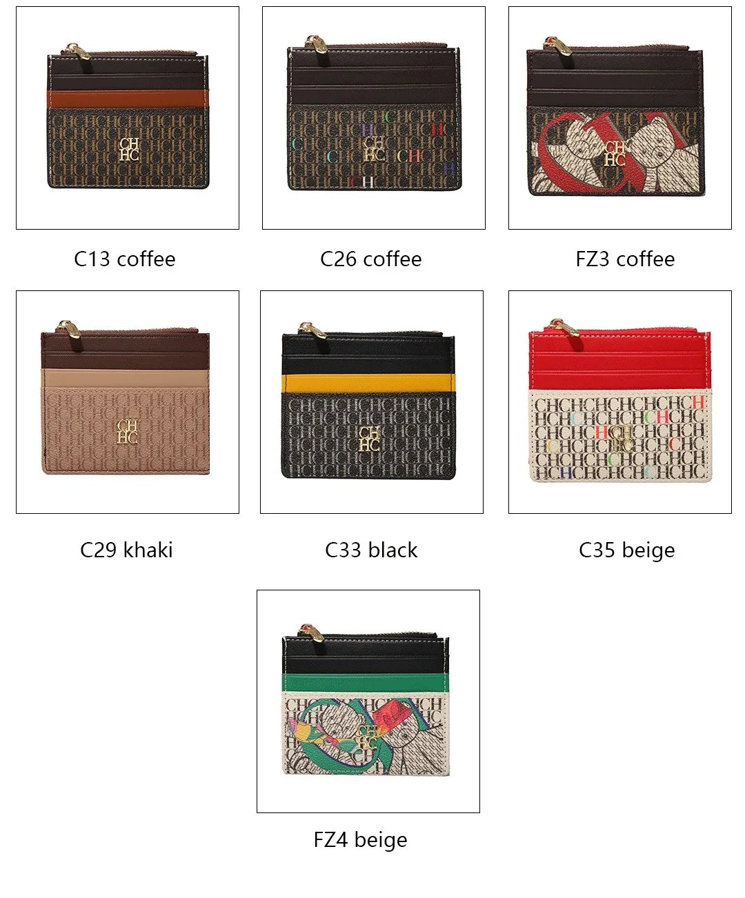 CH Portable Women's Wallet Exquisite Urine Decoration Durable and Elegant Brand Design Letter Decoration Zipper Card Bag