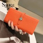 Genuine Leather Wallet Women Long Clutch Fashion Luxury Brand Ladies Purses Card Holder Zipper Coin Pocket High Quality Billfold