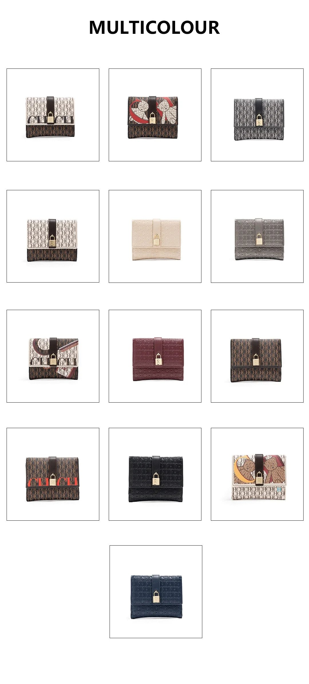 CH Simple Women's Short Card Bag Ultra Thin Mini PU Leather Luxury Brand Fashionable Women's Credit Card Clip Wallet