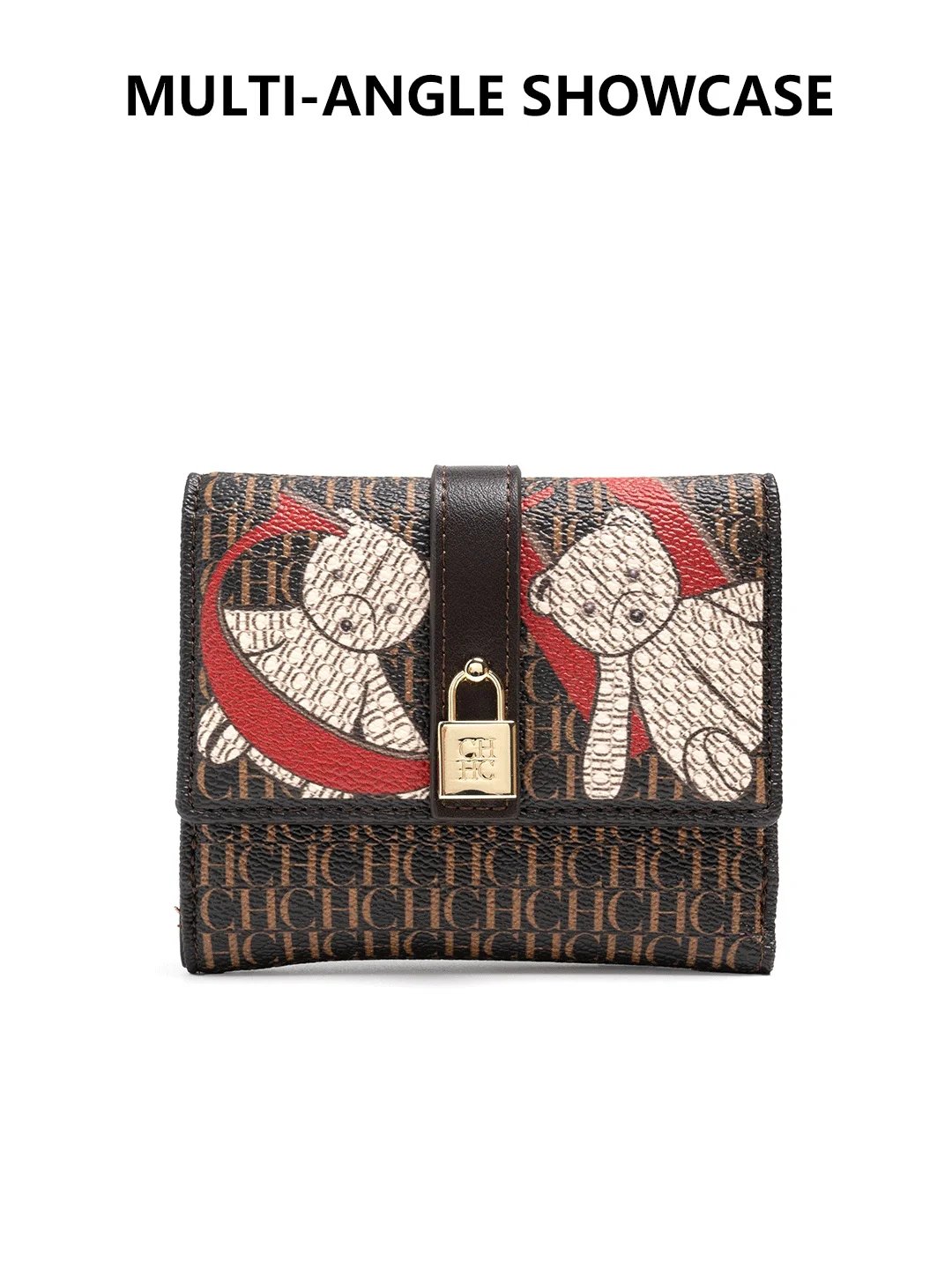 CH Simple Women's Short Card Bag Ultra Thin Mini PU Leather Luxury Brand Fashionable Women's Credit Card Clip Wallet