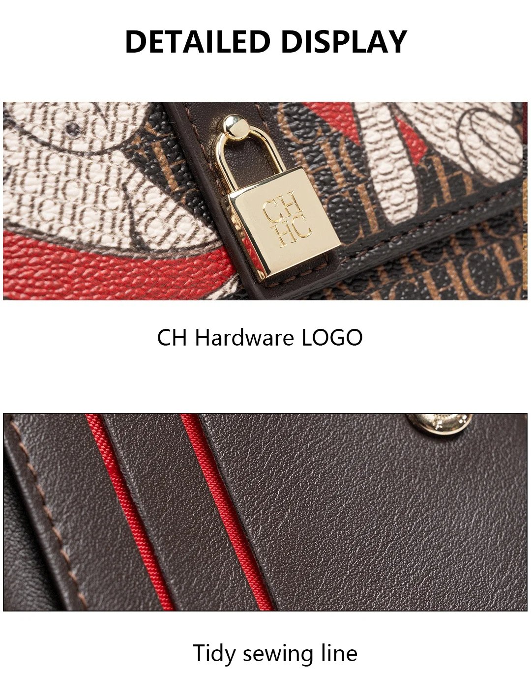 CH Simple Women's Short Card Bag Ultra Thin Mini PU Leather Luxury Brand Fashionable Women's Credit Card Clip Wallet