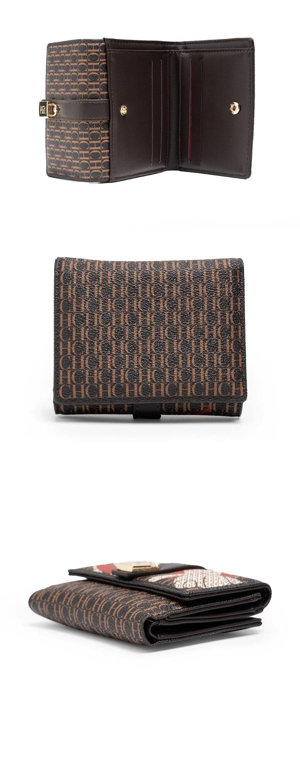 CH Simple Women's Short Card Bag Ultra Thin Mini PU Leather Luxury Brand Fashionable Women's Credit Card Clip Wallet