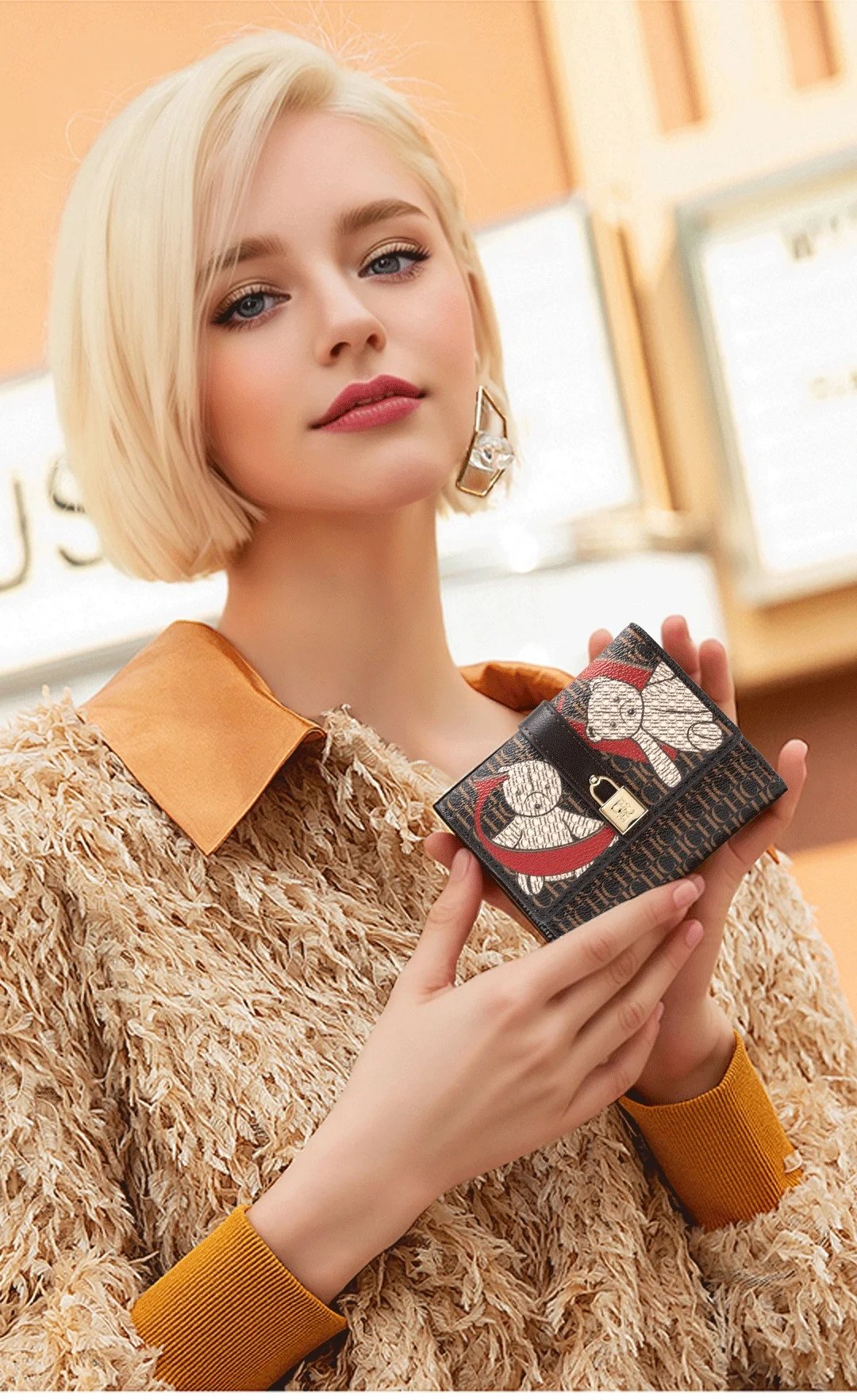 CH Simple Women's Short Card Bag Ultra Thin Mini PU Leather Luxury Brand Fashionable Women's Credit Card Clip Wallet