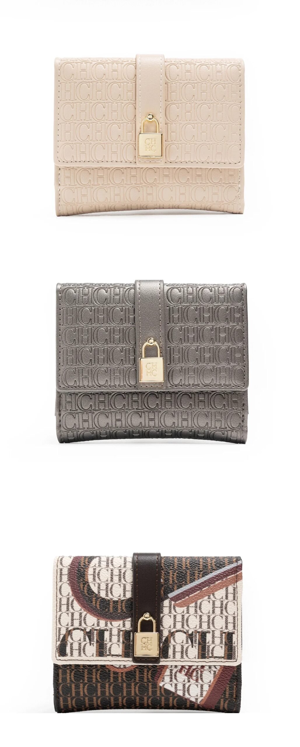 CH Simple Women's Short Card Bag Ultra Thin Mini PU Leather Luxury Brand Fashionable Women's Credit Card Clip Wallet