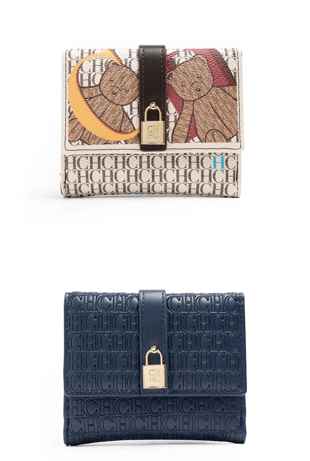 CH Simple Women's Short Card Bag Ultra Thin Mini PU Leather Luxury Brand Fashionable Women's Credit Card Clip Wallet