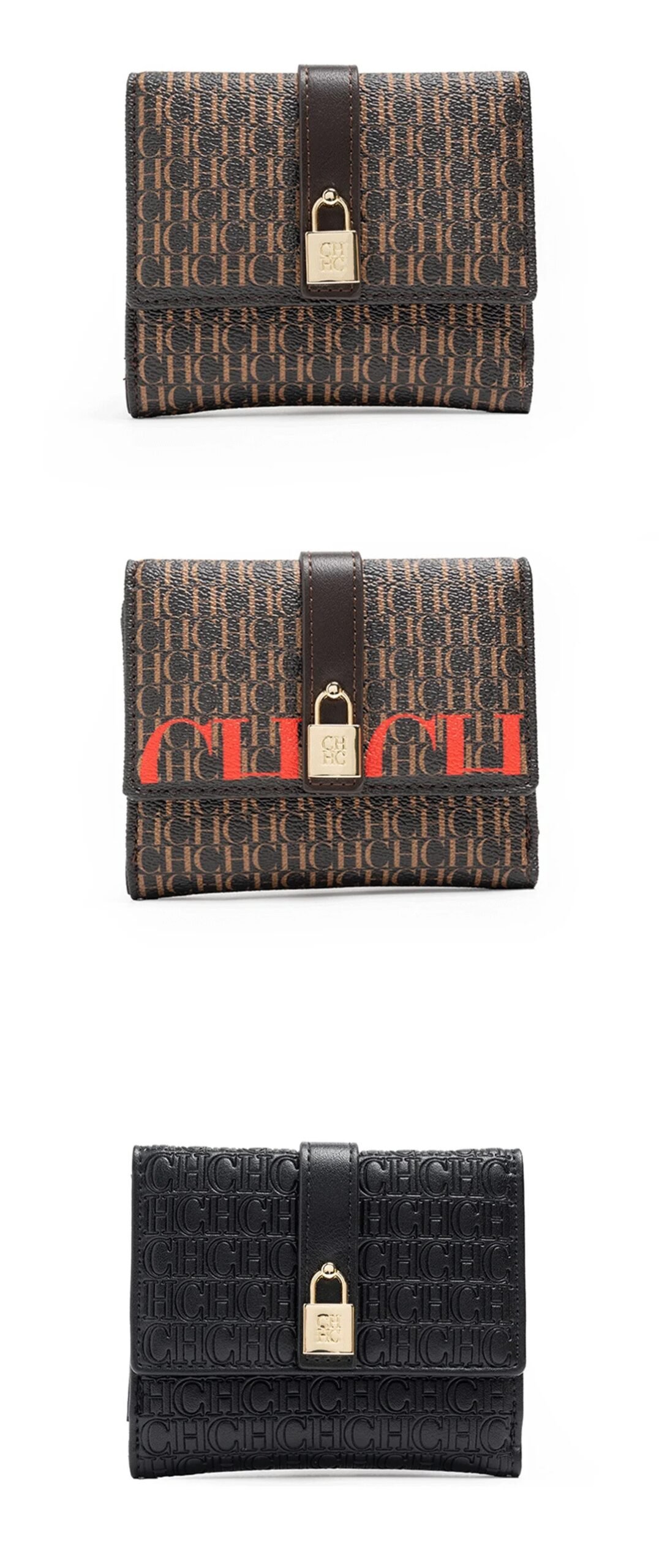 CH Simple Women's Short Card Bag Ultra Thin Mini PU Leather Luxury Brand Fashionable Women's Credit Card Clip Wallet