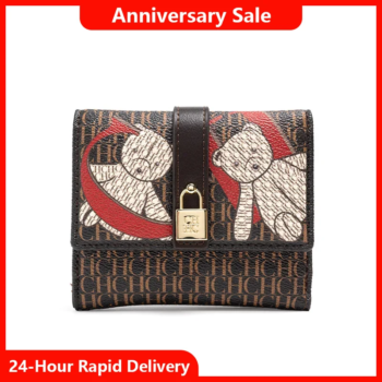 CH Simple Women's Short Card Bag Ultra Thin Mini PU Leather Luxury Brand Fashionable Women's Credit Card Clip Wallet