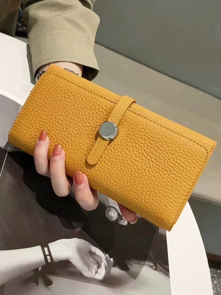 Genuine Leather Wallet Women Long Clutch Fashion Luxury Brand Ladies Purses Card Holder Zipper Coin Pocket High Quality Billfold