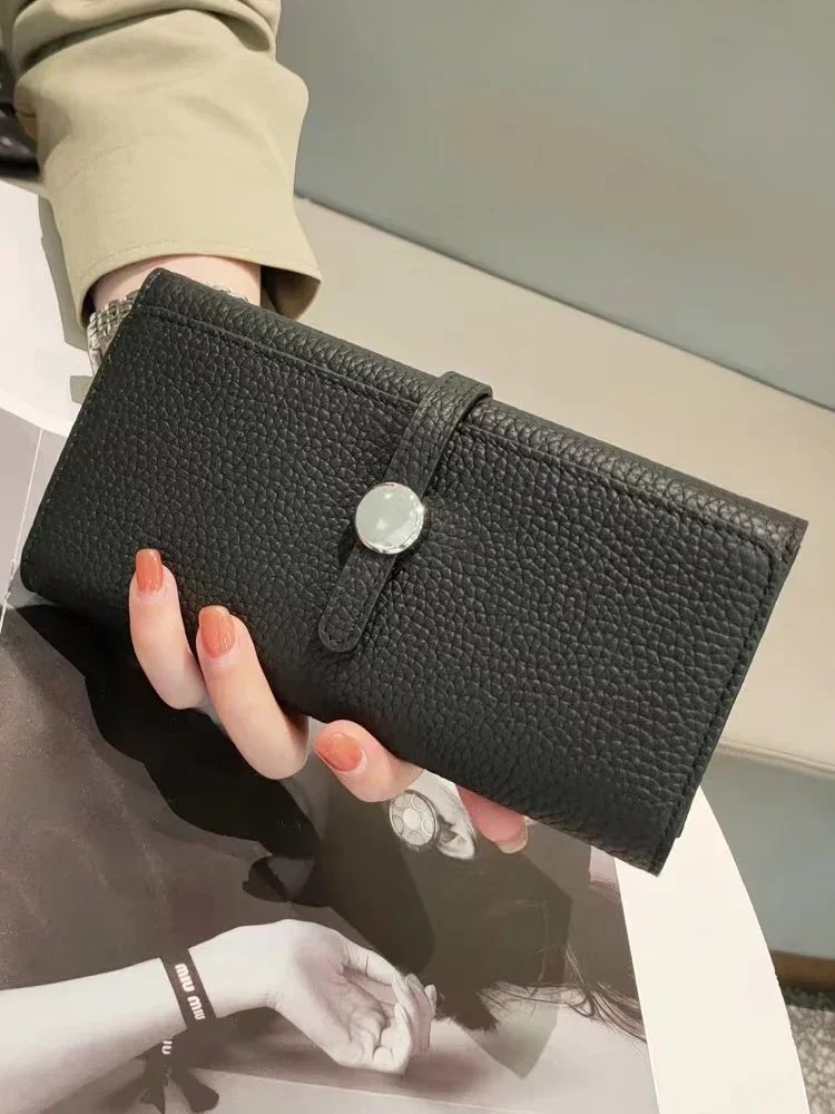 Genuine Leather Wallet Women Long Clutch Fashion Luxury Brand Ladies Purses Card Holder Zipper Coin Pocket High Quality Billfold