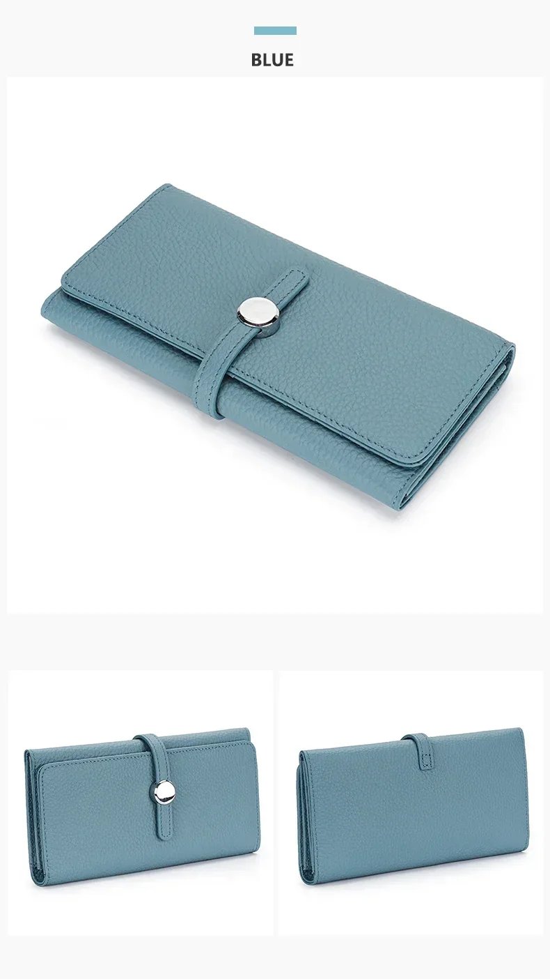 Genuine Leather Wallet Women Long Clutch Fashion Luxury Brand Ladies Purses Card Holder Zipper Coin Pocket High Quality Billfold