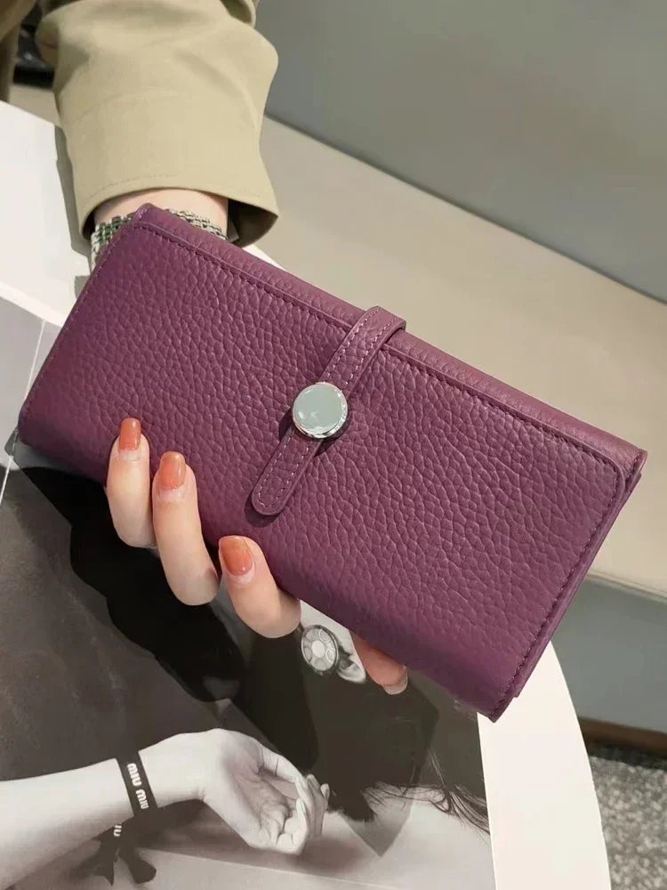 Genuine Leather Wallet Women Long Clutch Fashion Luxury Brand Ladies Purses Card Holder Zipper Coin Pocket High Quality Billfold