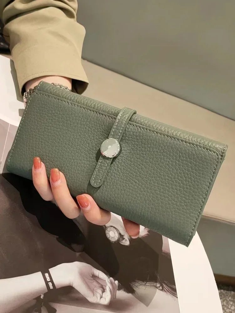 Genuine Leather Wallet Women Long Clutch Fashion Luxury Brand Ladies Purses Card Holder Zipper Coin Pocket High Quality Billfold