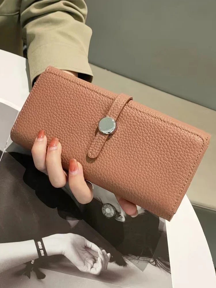 Genuine Leather Wallet Women Long Clutch Fashion Luxury Brand Ladies Purses Card Holder Zipper Coin Pocket High Quality Billfold