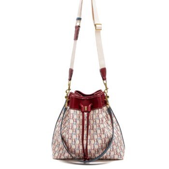CHCH Women's Bucket Bag Spring New Wine Red Drawstring Bag Dual purpose Shoulder Strap Commuter Wallet