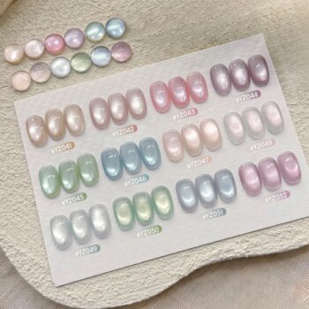 1/12PCS 12ML 2026 Fruit Cat Eye Gel Polish-Blue/Purple/Green Glass Beads & Holographic Glow for Summer Nails Salon DIY Supplies