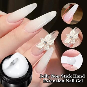 BORN PRETTY 15ml 3D Carving Jelly White Nude Non Stick Hand Solid Extension Nail Gel Polish Flower Acrylic Nail Art Building Gel