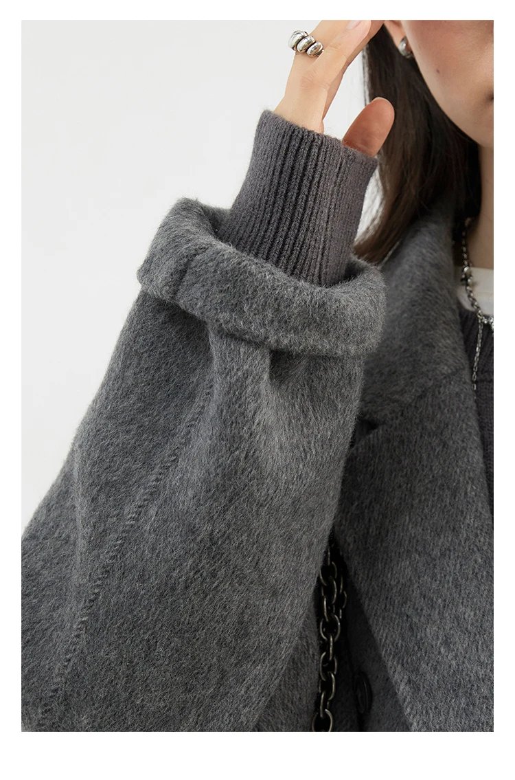 CHIC VEN Women Woolen Coat Double-breasted Basic Loose Casual Retro New Long Double-sided Female Overcoat Autumn Winter 2024