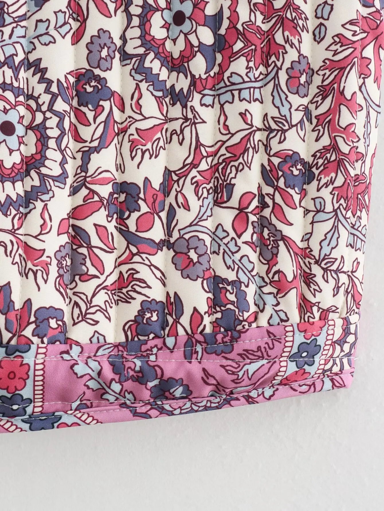 Floral Print Quilted Woman Vest Sleeveless Open Front Loose Female Streetwears retro national style ladies Tops girls Outwear