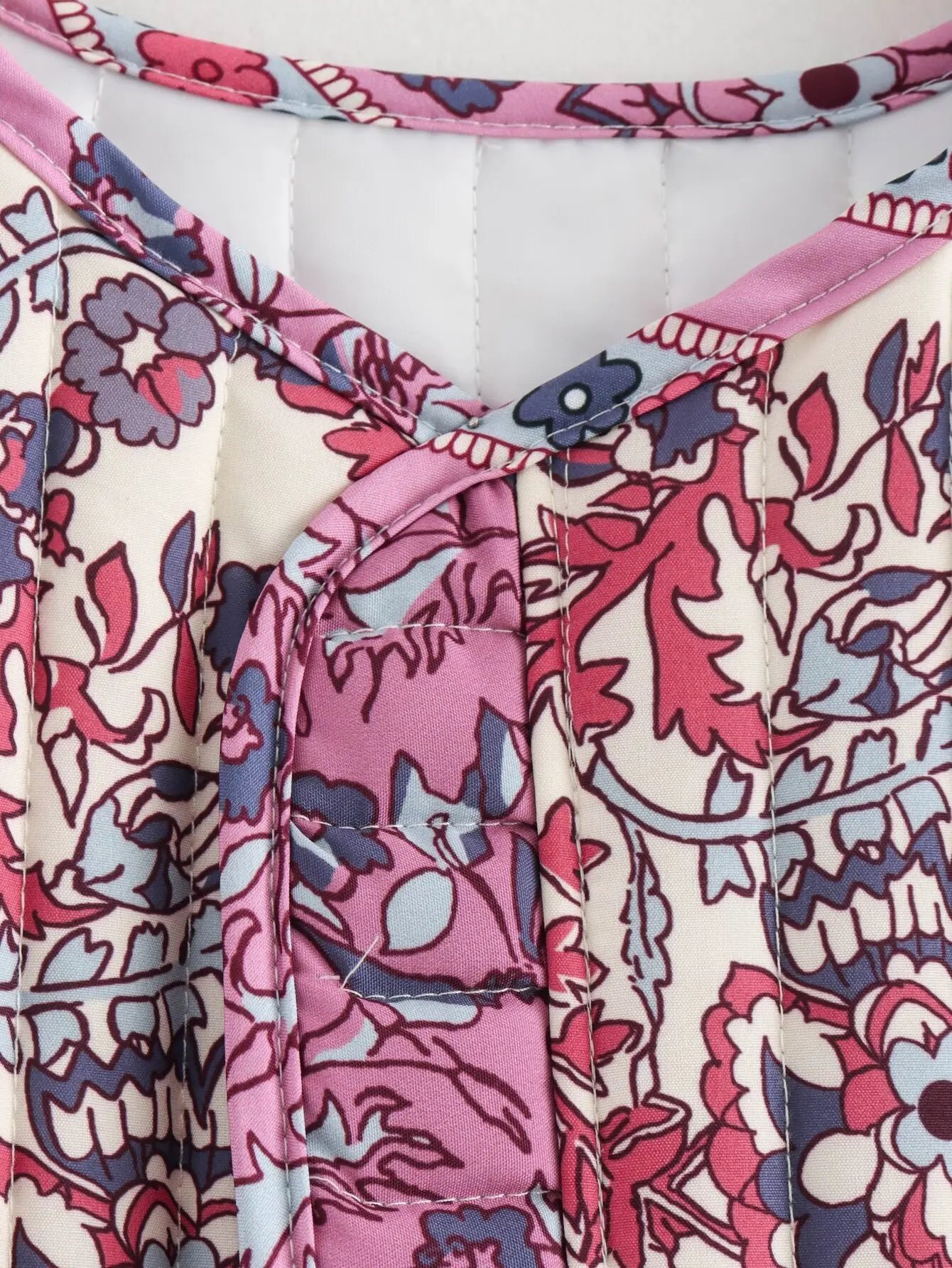 Floral Print Quilted Woman Vest Sleeveless Open Front Loose Female Streetwears retro national style ladies Tops girls Outwear