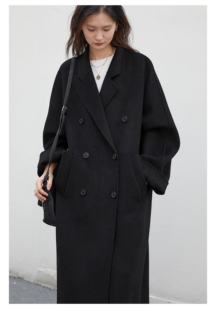 CHIC VEN Women Long Double-sided Woolen Coats Retro Loose Female Overcoat Double Breasted Ladies Windbreak Autumn Winter 2025