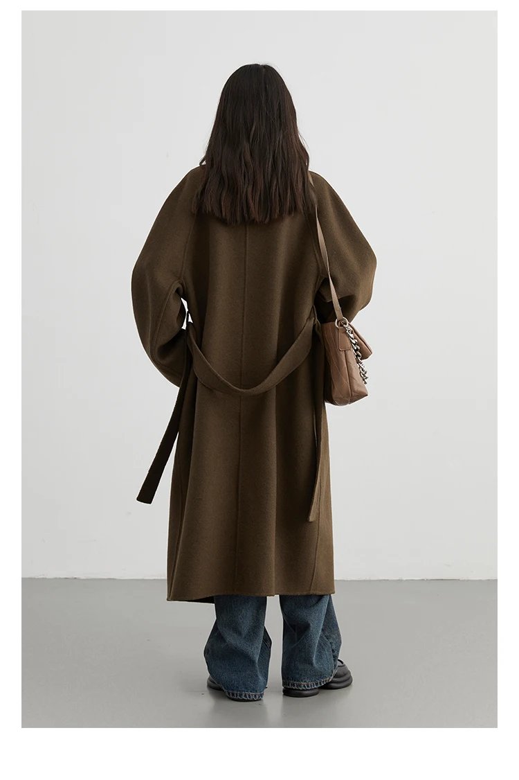 CHIC VEN Women Long Double-sided Woolen Coats Retro Loose Female Overcoat Double Breasted Ladies Windbreak Autumn Winter 2025