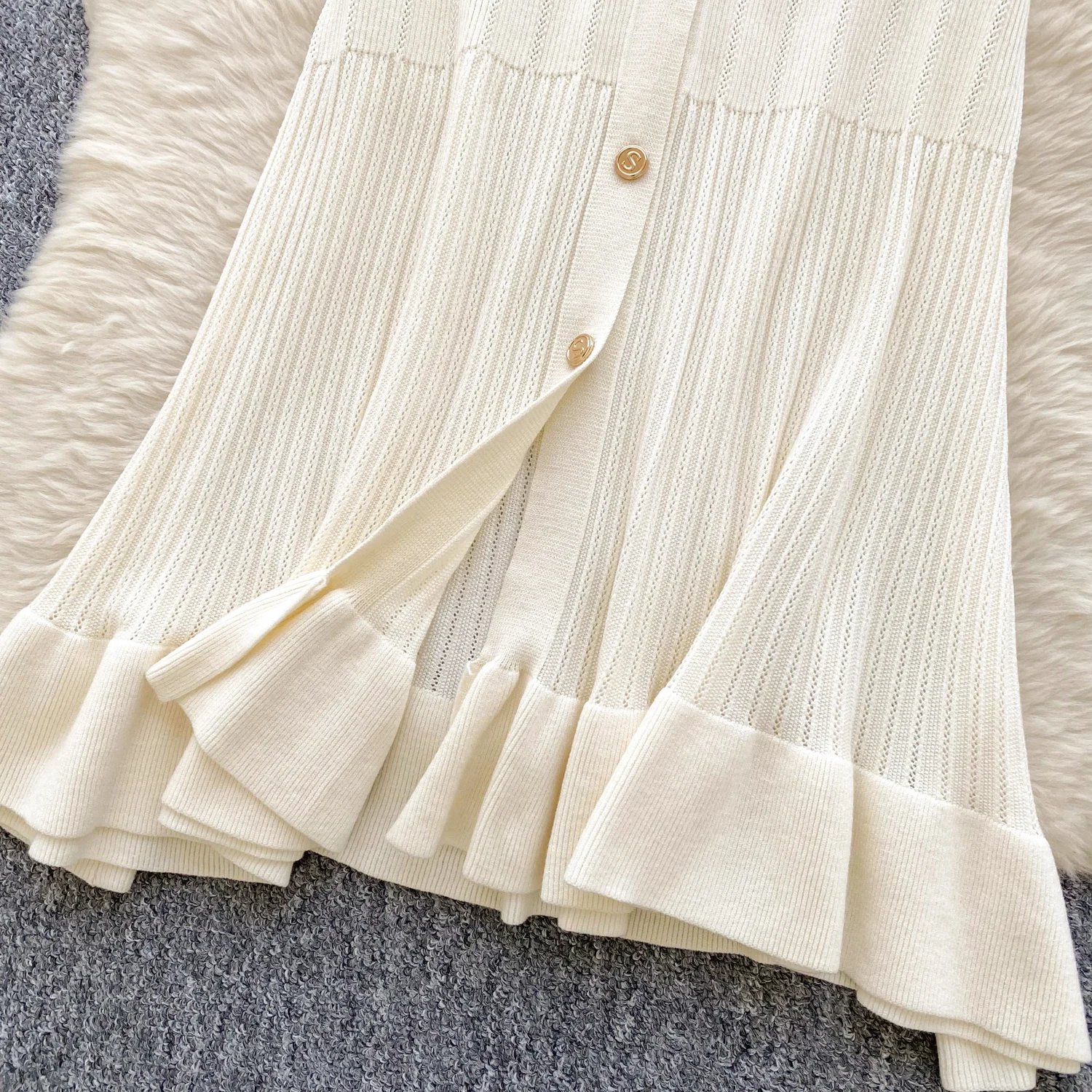 SINGREINY Summer OL Knit Dress 2025 Women V Neck Button Design Slim Mermaid Sundress Fashion Elastic Solid Bohemian Long Dress