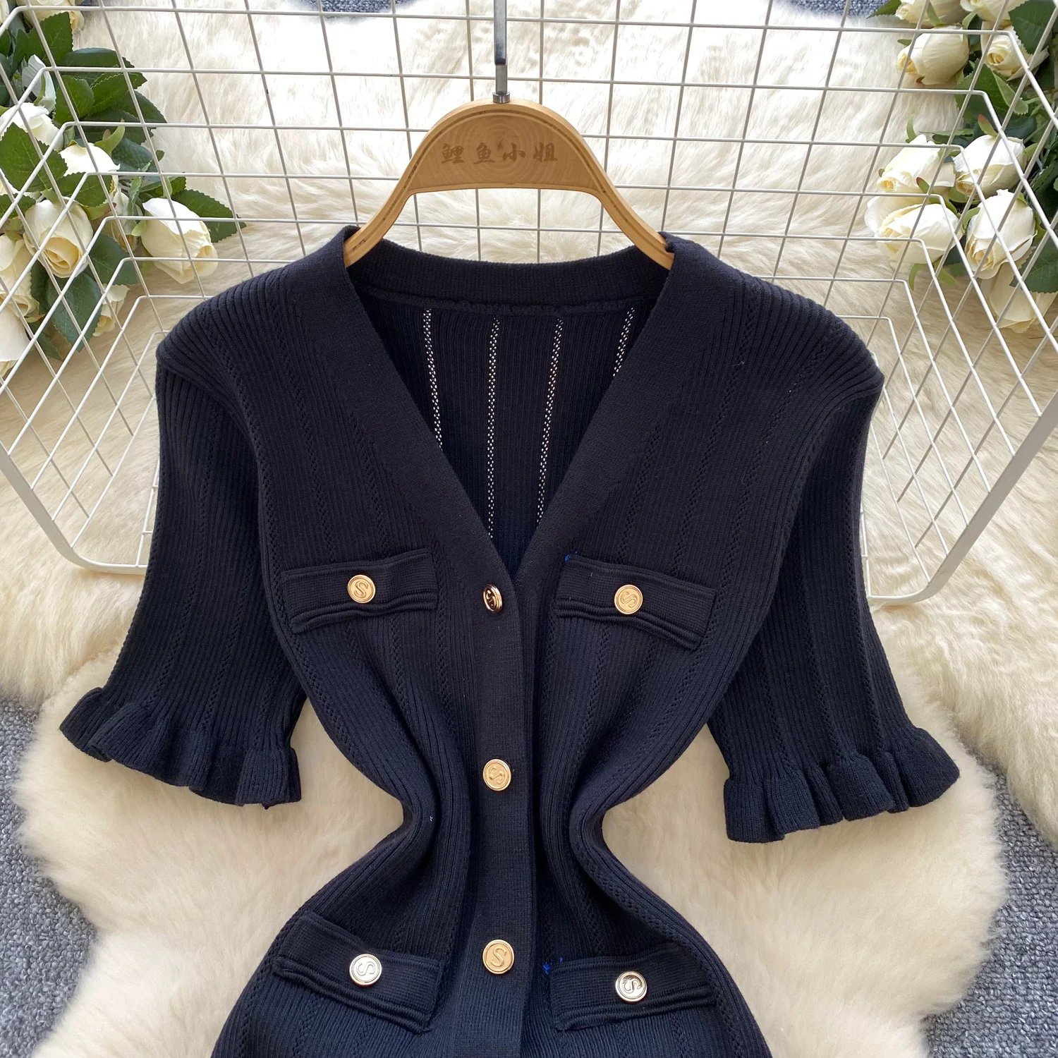 SINGREINY Summer OL Knit Dress 2025 Women V Neck Button Design Slim Mermaid Sundress Fashion Elastic Solid Bohemian Long Dress